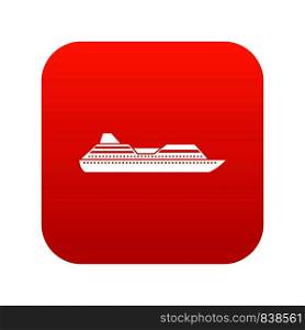 Cruise liner icon digital red for any design isolated on white vector illustration. Cruise liner icon digital red