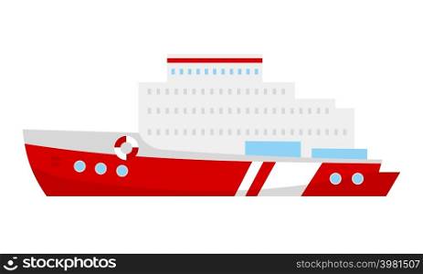 Cruise liner semi flat color vector object. Vessel for shore excursion. Full sized item on white. Luxury passenger ship simple cartoon style illustration for web graphic design and animation. Cruise liner semi flat color vector object