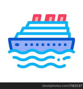 Cruise Ship Icon Vector. Outline Cruise Ship Sign. Isolated Contour Symbol Illustration. Cruise Ship Icon Vector Outline Illustration