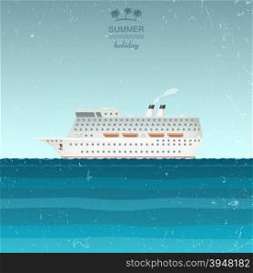 Cruise Ship illustration in retro style