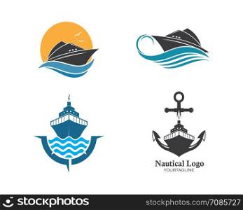 cruise ship Logo Template vector icon illustration design