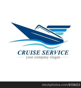 Cruise ship logo vector. Naval express delivery business and post service for company. Design graphic and slogan can insert for advertising and broadcast for Tourist guide information