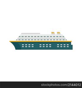 Cruise vessel icon. Flat illustration of cruise vessel vector icon isolated on white background. Cruise vessel icon flat isolated vector