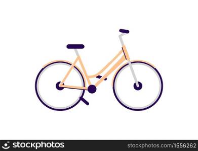 Cruiser bike semi flat RGB color vector illustration. Common transport for casual cyclists. Bicycle isolated cartoon object on white background. Pedal vehicle for city ride, urban travel. Cruiser bike semi flat RGB color vector illustration