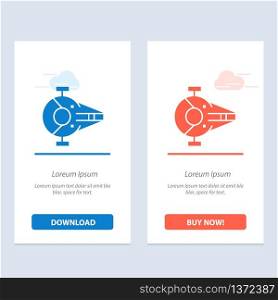 Cruiser, Fighter, Interceptor, Ship, Spacecraft Blue and Red Download and Buy Now web Widget Card Template