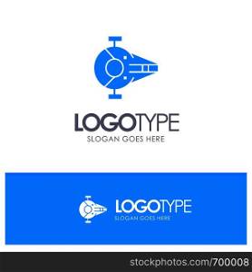 Cruiser, Fighter, Interceptor, Ship, Spacecraft Blue Solid Logo with place for tagline