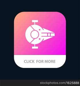 Cruiser, Fighter, Interceptor, Ship, Spacecraft Mobile App Button. Android and IOS Glyph Version