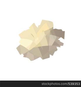 Crumpled paper icon in cartoon style on a white background. Crumpled paper icon, cartoon style