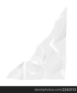Crumpled paper scrap. Ripped white page piece. Vector illustration. Crumpled paper scrap. Ripped white page piece