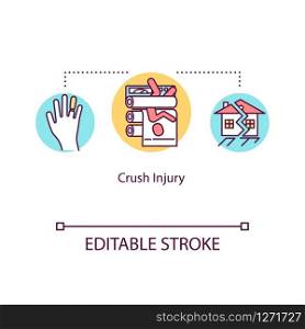Crush injury, body compression concept icon. Traumatism, industrial accident, building collapse idea thin line illustration. Vector isolated outline RGB color drawing. Editable stroke
