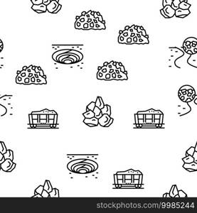 Crushed Stone Mining Vector Seamless Pattern Thin Line Illustration. Crushed Stone Mining Vector Seamless Pattern