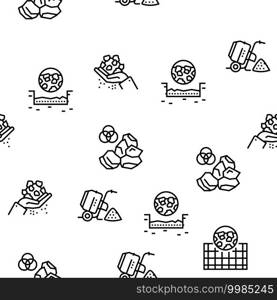 Crushed Stone Mining Vector Seamless Pattern Thin Line Illustration. Crushed Stone Mining Vector Seamless Pattern