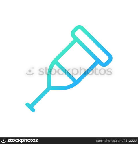 Crutch pixel perfect gradient linear ui icon. Orthopedic device. Injured leg support. Rehabilitation. Line color user interface symbol. Modern style pictogram. Vector isolated outline illustration. Crutch pixel perfect gradient linear ui icon