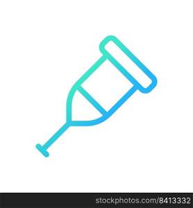 Crutch pixel perfect gradient linear ui icon. Orthopedic device. Injured leg support. Rehabilitation. Line color user interface symbol. Modern style pictogram. Vector isolated outline illustration. Crutch pixel perfect gradient linear ui icon