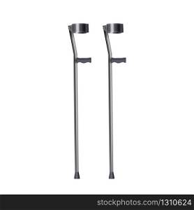 Crutches For Patient Legs Rehabilitation Vector. Convenient Metallic Elbow Crutches Medical Equipment. Metal Material Aid Tool For Walking Disabled People Template Realistic 3d Illustration. Crutches For Patient Legs Rehabilitation Vector