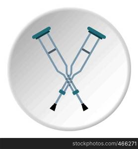 Crutches icon in flat circle isolated on white background vector illustration for web. Crutches icon circle
