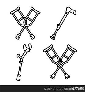 Crutches icon set. Outline set of crutches vector icons for web design isolated on white background. Crutches icon set, outline style