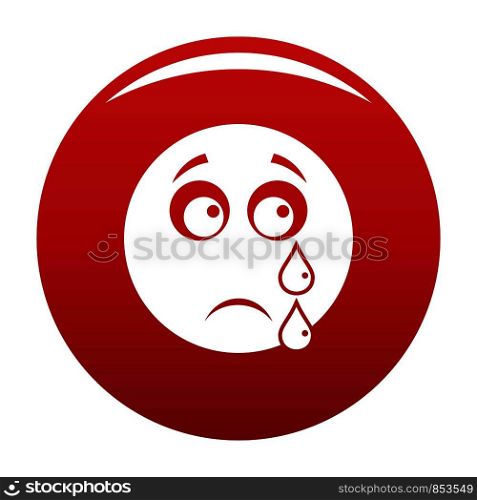 Cry smile icon. Vector simple illustration of cry smile icon isolated on white background. Cry smile icon vector red
