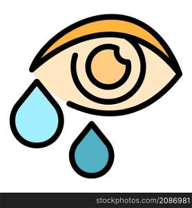 Crying allergy eye icon. Outline crying allergy eye vector icon color flat isolated. Crying allergy eye icon color outline vector
