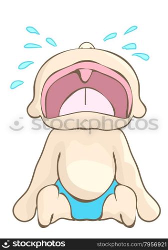 crying baby isolated on a white background