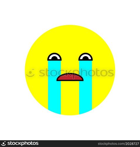 Crying emoji. Emotion face. Yellow icon. Message button. Communication background. Vector illustration. Stock image. EPS 10.. Crying emoji. Emotion face. Yellow icon. Message button. Communication background. Vector illustration. Stock image.