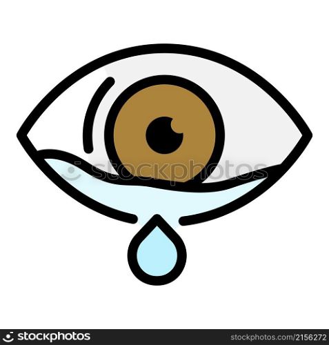 Crying eye icon. Outline crying eye vector icon color flat isolated. Crying eye icon color outline vector
