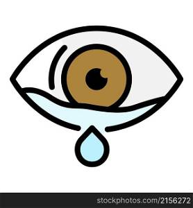 Crying eye icon. Outline crying eye vector icon color flat isolated. Crying eye icon color outline vector