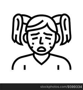 crying kid girl mood line icon vector. crying kid girl mood sign. isolated contour symbol black illustration. crying kid girl mood line icon vector illustration