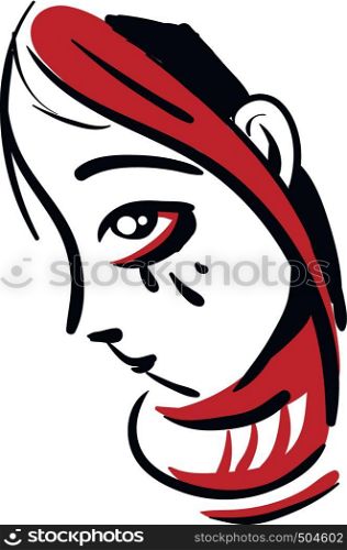 Crying red head girl vector illustration on white background.