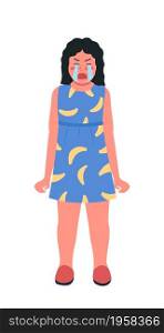 Crying sad girl semi flat color vector character. Posing figure. Full body person on white. Emotional expression isolated modern cartoon style illustration for graphic design and animation. Crying sad girl semi flat color vector character