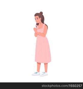 Crying woman flat color vector detailed character. Upset girl with anxiety. Depression and loneliness. Psychological problem isolated cartoon illustration for web graphic design and animation. Crying woman flat color vector faceless character