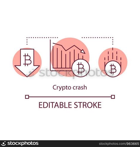Crypto cash concept icon. Digital asset idea thin line illustration. Stock market analyzing. Financial transaction. Cryptocurrency trading. Vector isolated outline drawing. Editable stroke