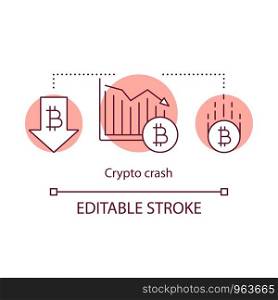 Crypto cash concept icon. Digital asset idea thin line illustration. Stock market analyzing. Financial transaction. Cryptocurrency trading. Vector isolated outline drawing. Editable stroke