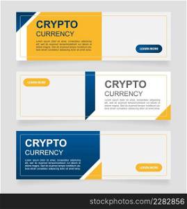 Crypto currency in business and commerce web banner design template. Vector flyer with text space. Advertising placard with customized copyspace. Printable poster for advertising. Arial font used. Crypto currency in business and commerce web banner design template