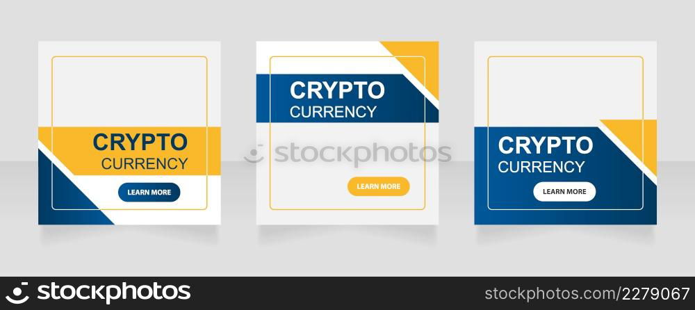 Crypto currency mining technology web banner design template. Vector flyer with text space. Advertising placard with customized copyspace. Printable poster for advertising. Arial font used. Crypto currency mining technology web banner design template