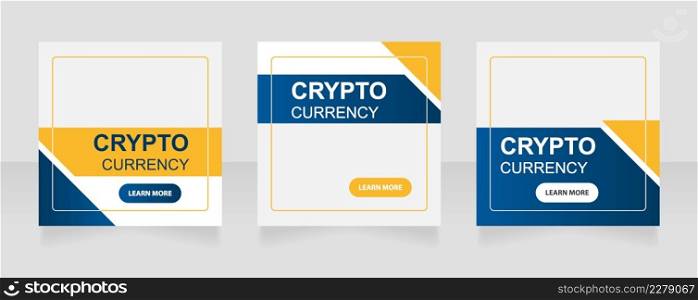 Crypto currency mining technology web banner design template. Vector flyer with text space. Advertising placard with customized copyspace. Printable poster for advertising. Arial font used. Crypto currency mining technology web banner design template