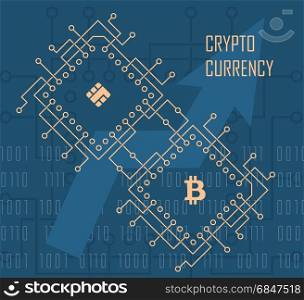 Crypto Currency modern cyber financial background. Business cyberspace commerce vector illustration.
