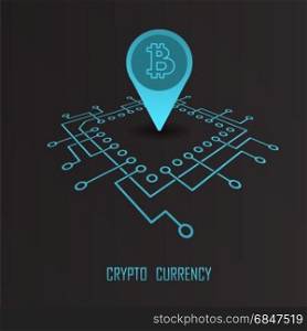 Crypto Currency modern cyber financial monetary background. E-business cyberspace commerce vector illustration.