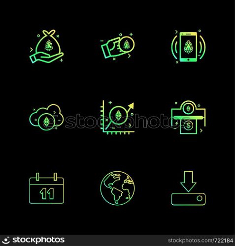 crypto , currency , money , coin , chip , key , dwonload ,cloud , globe, world , celender , icon, vector, design, flat, collection, style, creative, icons