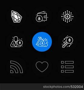 crypto , currency , money , coin , chip , key ,axe , menu , heart , wifi ,icon, vector, design, flat, collection, style, creative, icons
