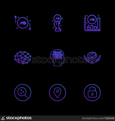 Crypto currency , virtual money, brain , search , navigation , locked , unlocked , network , icon, vector, design,  flat,  collection, style, creative,  icons