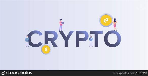 Crypto digital currency illustration. Financial electronic market with technology of computer mining and virtual currency payment commercial transactions gold trading vector blockchain.. Crypto digital currency illustration. Financial electronic market with technology of computer mining.