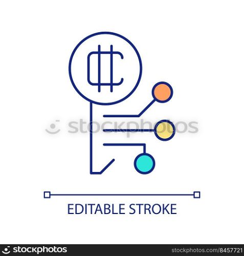 Crypto keyphrase RGB color icon. Protect access to digital wallet. Cryptocurrency storage. Isolated vector illustration. Simple filled line drawing. Editable stroke. Arial font used. Crypto keyphrase RGB color icon