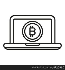 Crypto laptop icon outline vector. Bitcoin money. Financial digital. Crypto laptop icon outline vector. Bitcoin money