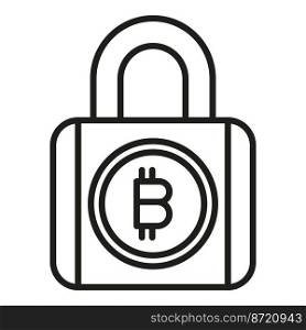 Crypto padlock icon outline vector. Bitcoin money. Digital finance. Crypto padlock icon outline vector. Bitcoin money