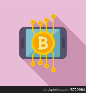 Crypto smartphone icon flat vector. Business money. Finance payment. Crypto smartphone icon flat vector. Business money
