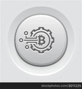 Crypto Technology Icon.. Crypto Technology Icon. Modern computer network technology sign. Digital graphic symbol. Gear with Bitcoin Sign. Concept design elements.