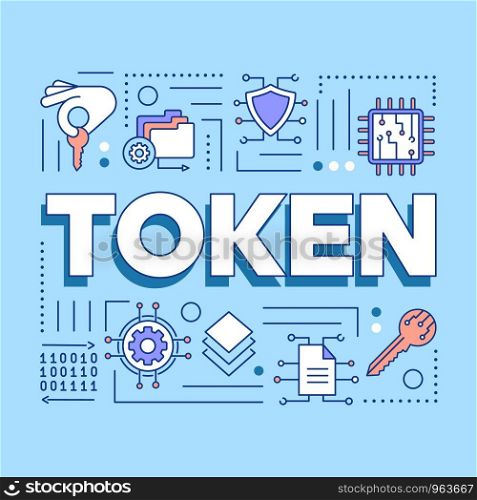 Crypto token word concepts banner. Data encryption and fintech. Presentation, website. Blockchain digital regulation. Isolated lettering typography idea with linear icons. Vector outline illustration