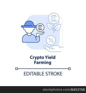 Crypto yield farming light blue concept icon. Way to make money on cryptocurrency abstract idea thin line illustration. Isolated outline drawing. Editable stroke. Arial, Myriad Pro-Bold fonts used. Crypto yield farming light blue concept icon