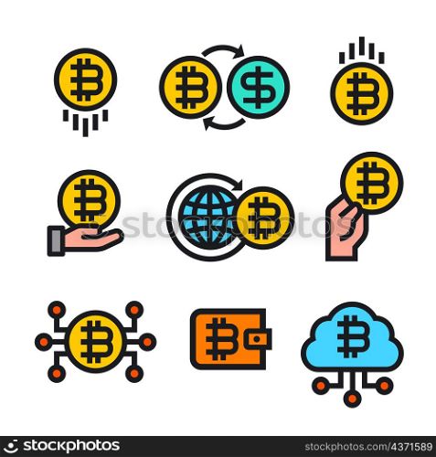 Cryptocurrency Bitcoin Icon Set